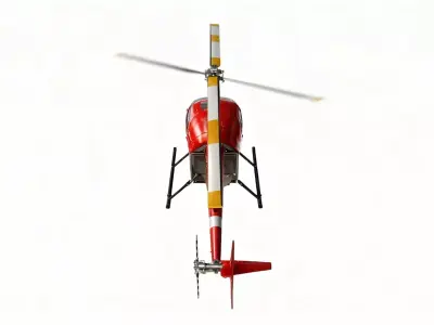  Low-Poly Quad Topology Helicopter Robinson R22 3D model