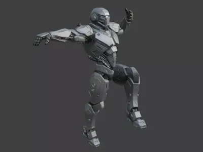 Futuristic Robotic Soldier Rigging 3D Model 3D model