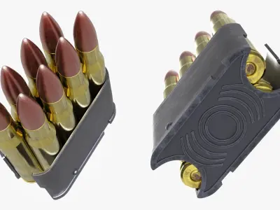 Rifle Ammo Clip with Cartridges 30-06 3D model