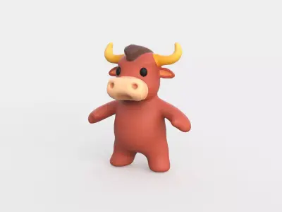 Little animal baby - Bull cute - Character013 Low-poly 3D model