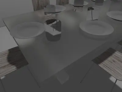 Dinner Set dining table with chairs and plates Free 3D model