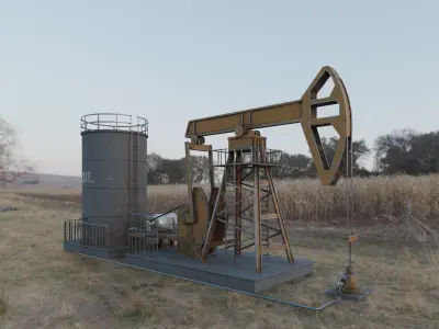 Realistic Machine - Oil Pumpjack Low-poly 3D model