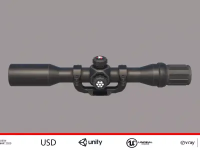 Scope rifle Low-poly 3D model