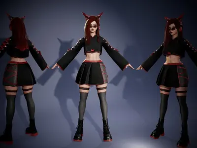 Sci-fi Girl With Katana Low-poly 3D model