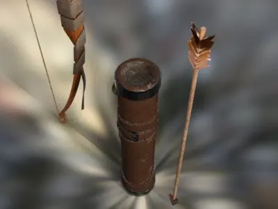 arrow bow quiver Low-poly 3D model