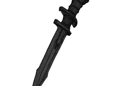 Cracked Obsidian Dagger with Leather Hilt 3D model