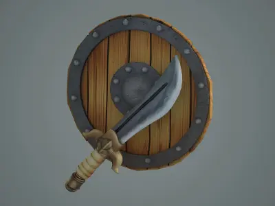 Buckler ancient sword Scimitar cold 3D model