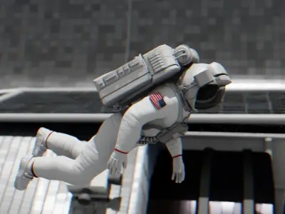 Space mission scene rigged astronaut 3D model
