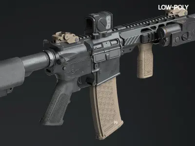 AR15 - assault rifle Low-poly 3D model