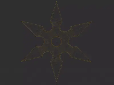 Shuriken ninja star 3 model Low-poly 3D model