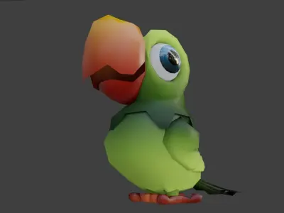 Low-Poly Cartoon Parrot Not Rigged Low-poly 3D model