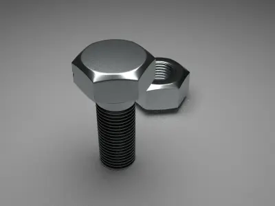Hex Bolt and Nut 3D model