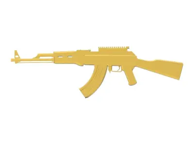 gold AK 47 overlay for jewelry 3D print model