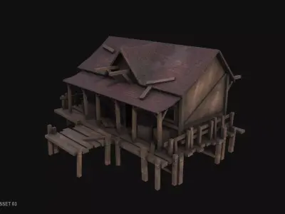 Fishing village asset 03 Low-poly 3D model