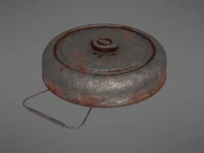 Landmine old rusty metal plate Low-poly 3D model
