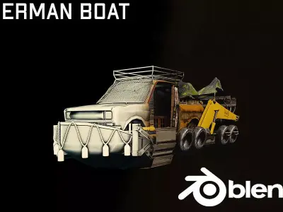 Fisherman Boat For games and movies scifi game-ready Low-poly 3D model