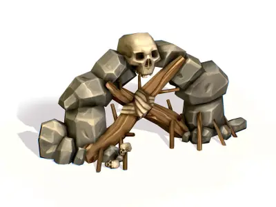 Handpaint Cartoon Stone Arch Entrance Cave Low-poly 3D model