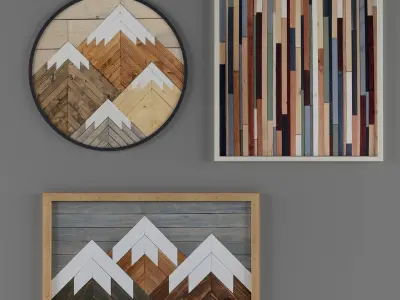 Geometric Wood Art wood wall art scandinavian Free 3D model