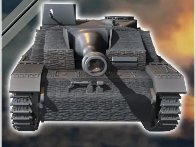 Sturmhaubitze StuH III Ausf G 1944 SdKfz 142-2 - miniatures tabl 3D print model