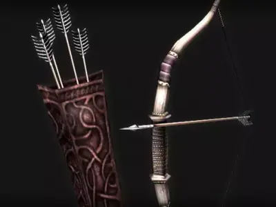 Bow Arrows Quiver Low-poly 3D model