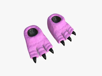 Slippers G04 Pink Dino Paw - Costume Character Design Low-poly 3D model