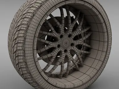 Savini Forged SV-25S Wheel and Tire 3D model