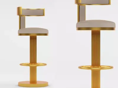 gold stainless steel high bar tool chair Free 3D model