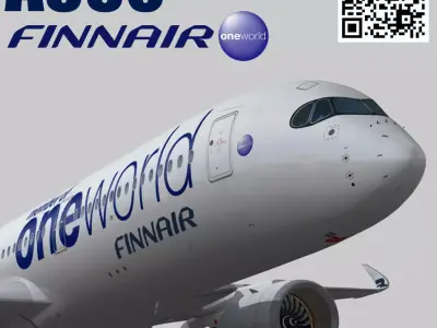 Airbus A350-900 XWB Finnair oneworld Low-poly 3D model