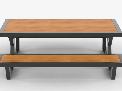 Coffee Table with Iron Legs 3D model