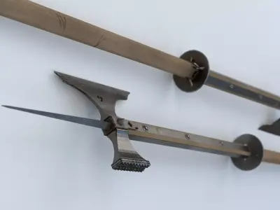 Pollaxe set of swords and spears Low-poly 3D model