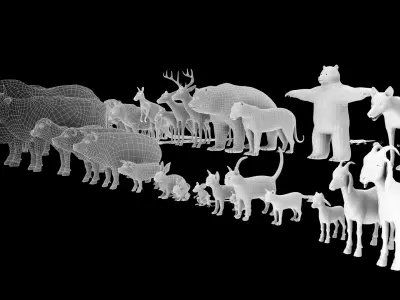 Low Poly Ultimate Animal pack Animal set Low-poly 3D model