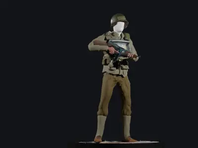 World War 2 US D-Day Infantry Low-poly 3D model