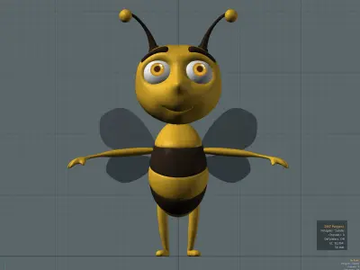 Bee cartoon character 3D 3D model