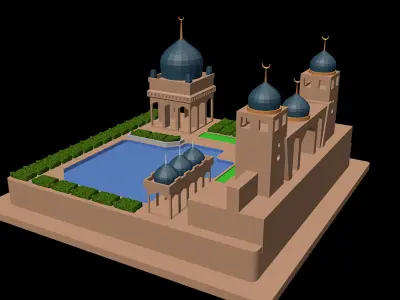 Arabic Eastern Islamic Palace with Masjid 3D model