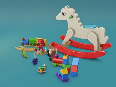 Wood Toys Game Assets Low-poly 3D model