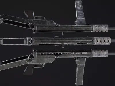 SMG Lightning Blyskawica Low poly PBR Free low-poly 3D model