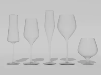 five wineglass Free 3D model