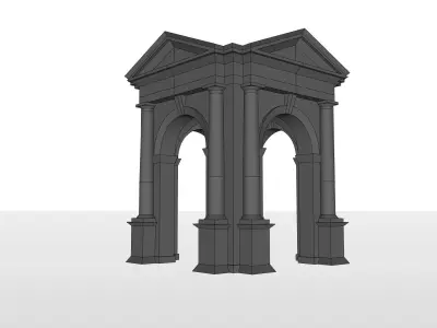 Arched portico in the mas  Doric order with 3 4 columns Low-poly 3D model
