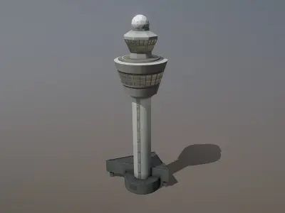 EHAM Control Tower Amsterdam Airport Schiphol Low-poly 3D model