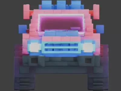 Voxel Cyberpunk RC Racer 3D Model Low-poly 3D model