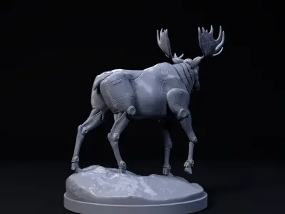Moose mecha robot 32mm scale pre-supported animal 3D print model