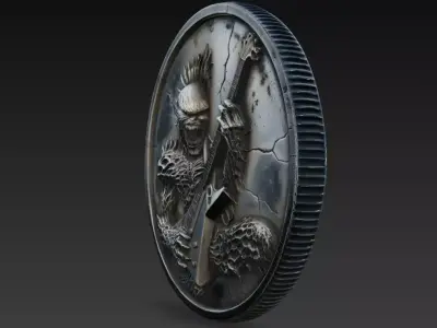 Alien Guitarist Monster Medallion Rock Creature 3D Model 3D print model