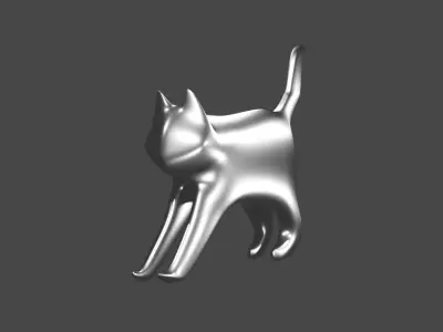 Cat High-poly 3D model gold 3D model