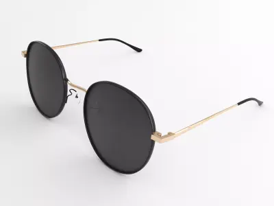 Sunglasses round - gold 3D model