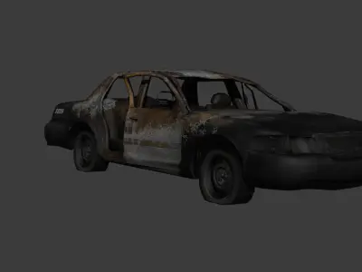 Wrecked and Rusty Police Car Free low-poly 3D model