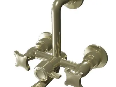 Brass Shower Tap Low-poly 3D model