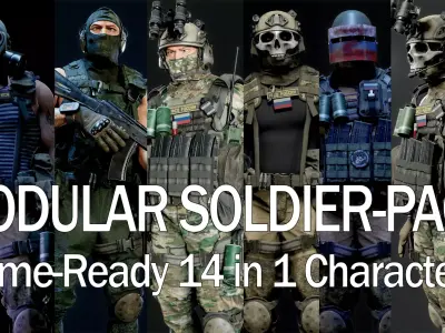 MODULAR RUSSION-SOLDIER PACK Low-poly 3D model