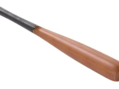 Baseball and bat  Low-poly 3D model