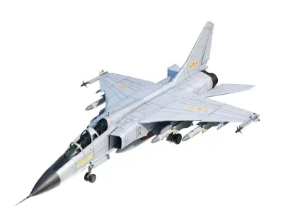 PBR Xian JH-7A flounder Fighter Bomber PLA FBC-1 Fighter jet Low-poly 3D model