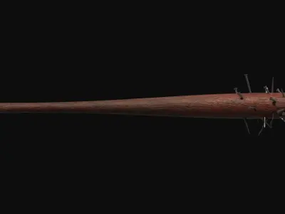 Wooden Baseball Bat and Spiked Bat Low-poly 3D model